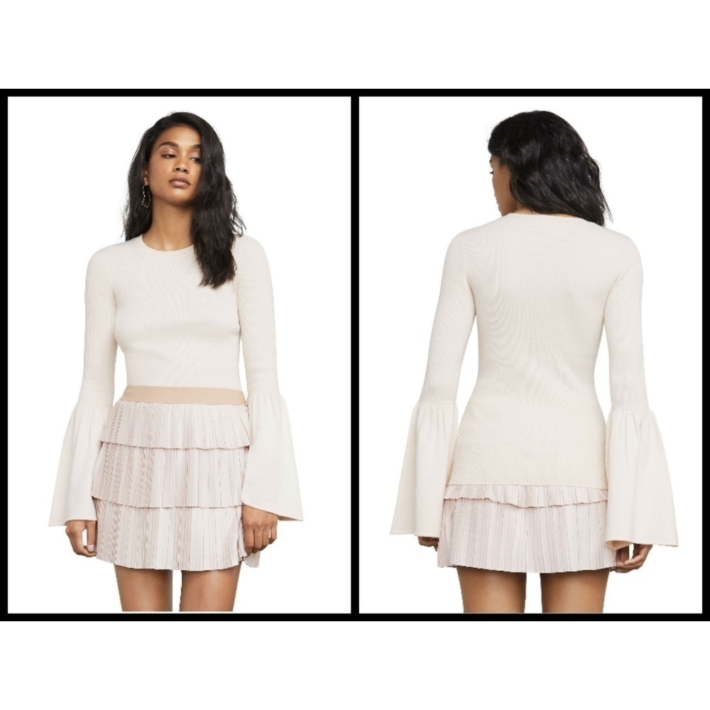 💕BCBGMAXAZRIA💕 Bell Flared-Sleeve Ribbed Sweater - Picture 2 of 8